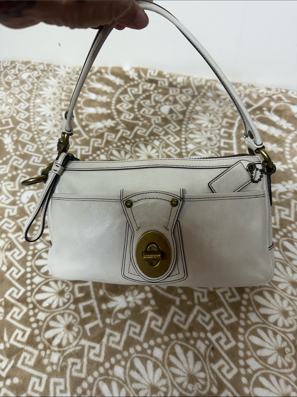 Coach Vintage Legacy 65th Anniversary Cream Leather Shoulder Bag with Turnlock